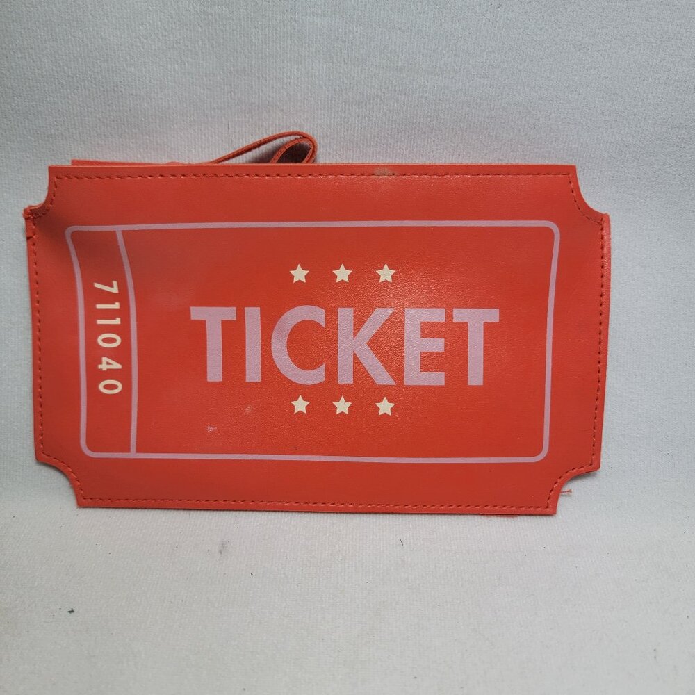 IPSY Orange Ticket Design Zippered Cosmetics Bag Makeup Bag Only is pre-owned